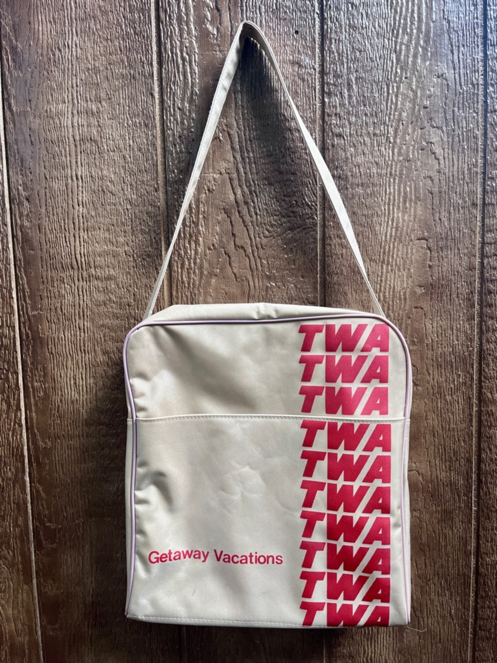 Vintage TWA Airlines Flight Carry On Getaway Vacations Tote Bag